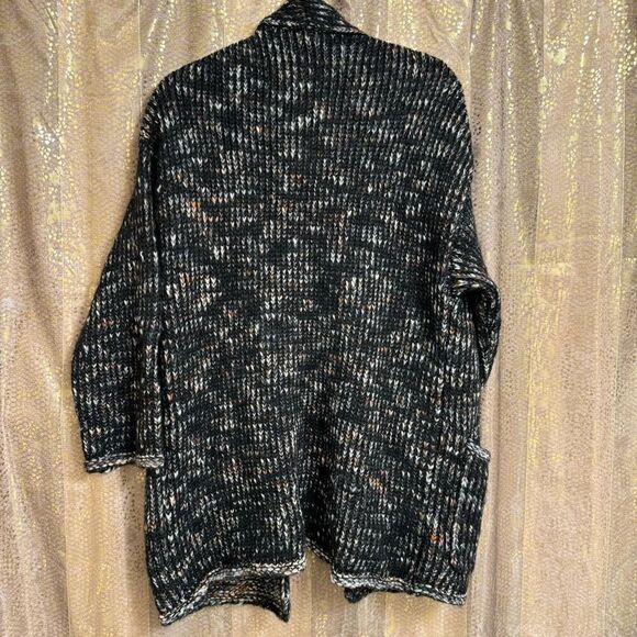 Express Black Multicolor Chunky Knit Wool Alpaca Cardigan Sweater L/XL - Picture 2 of 7